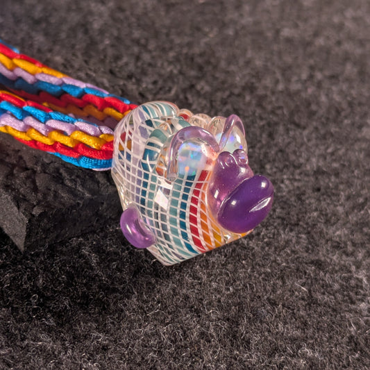 Firefly Glass x Future Glass x The Headless Cordsmen - Rainbow Reticello Gorrila Head Pendant w/ Custom Cord