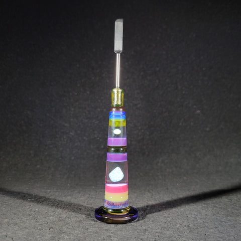 Soup Glass -Rainbow Encalmo Soup Scoop with Double Stacked Floating Opals