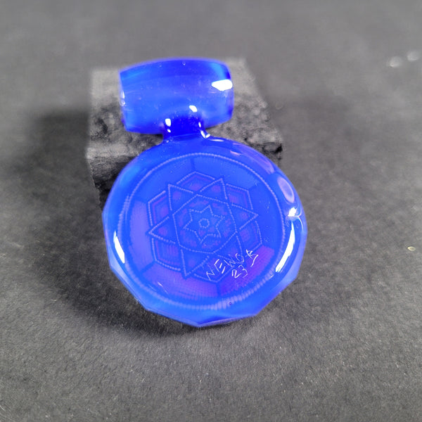 Newob Glass - Faceted Neptune Sacred Geometry Dotwork Pendant (UV)
