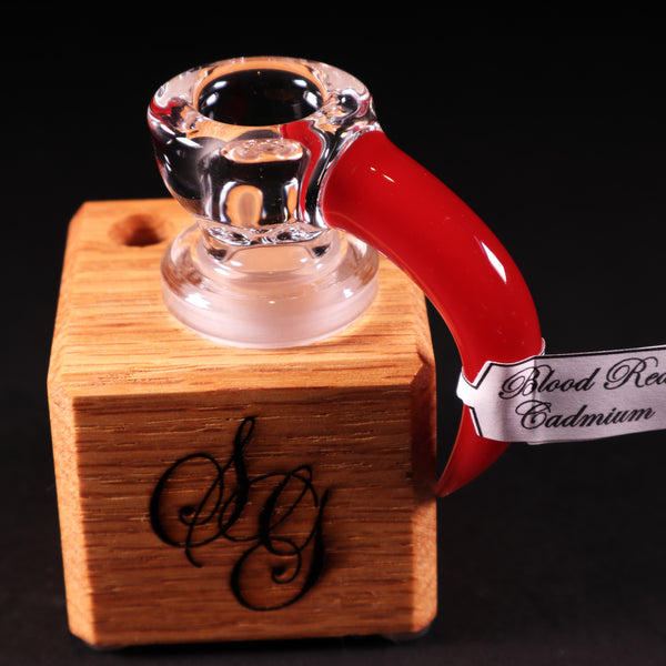 Sovereignty Glass x Dank Woodworks - 'blood red cadmium' 18mm Slide + Stand