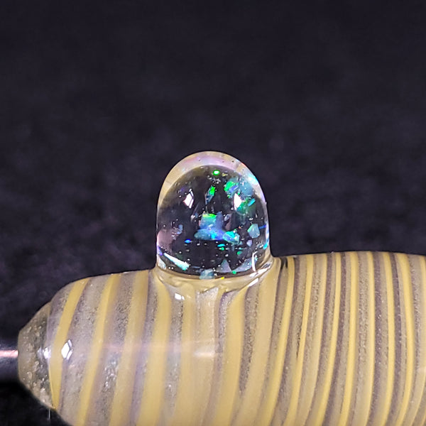 No Brakes Glass - Stainless Steel Tip - Glass Handle Fumed Dab Tool (Yellow Swirl)