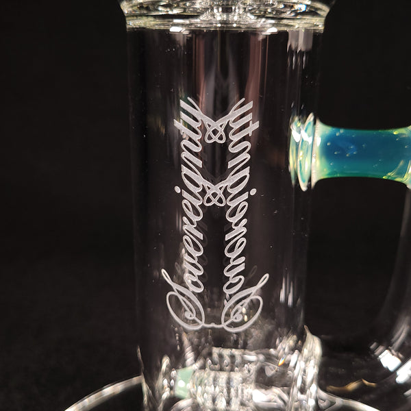 Sovereignty Glass - 2026 Egyptian Green minor accent 3 Line 9.5mm 3 Cut to Mini Grid Dome Natty Neck