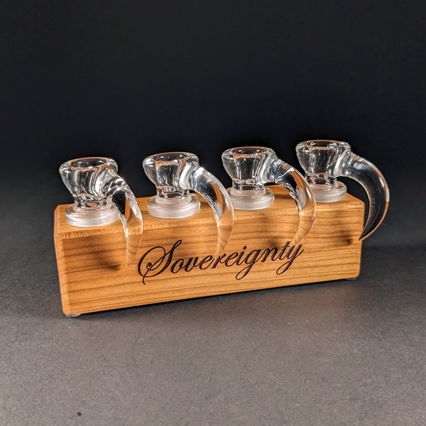 Sovereignty Glass x Dank Woodworks - 4 Slot Wooden 18mm Slide Stands