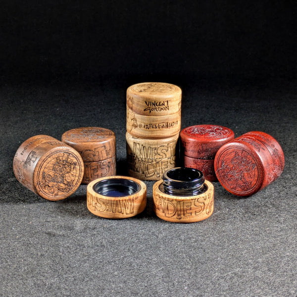 Ted's Trees x Invest In Headies x Vincent Gordon - Wood Carved Miron Concentrate Jars