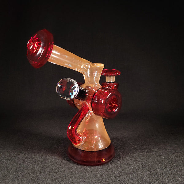 Bowman Glass - V5 Faceted Jammer (Pomegranate & Peach)