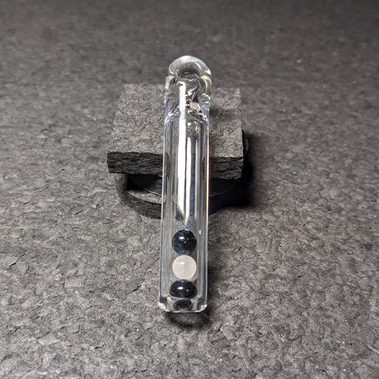 JNG Studios - Galaxy Black/Icy White Satin Fidget Stick Pendant (3 Pearl)