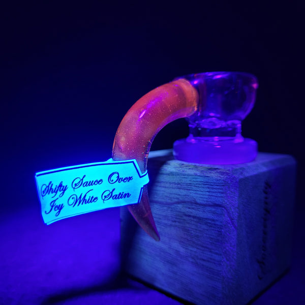 Sovereignty Glass x Dank Woodworks - 'Shifty Sauce Over Joy White Satin' 18mm Slide + Stand