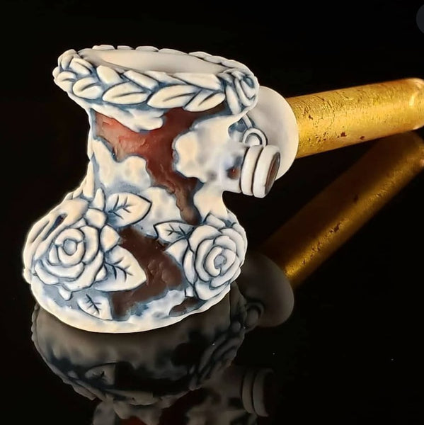 Rye Glass x Melitz Art Glass - Deadly Rose Garden Carved Hammer