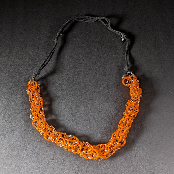 ChainSmokerGlass -Orange and Nova (UV) Persian Link Necklace