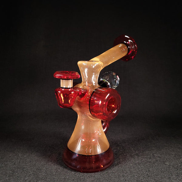 Bowman Glass - V5 Faceted Jammer (Pomegranate & Peach)