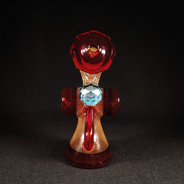 Bowman Glass - V5 Faceted Jammer (Pomegranate & Peach)