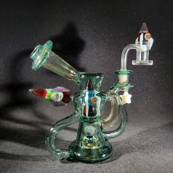 SlickRick Glass - Outer Space Tidal Wave w/ Rocketship Slurper Stopper