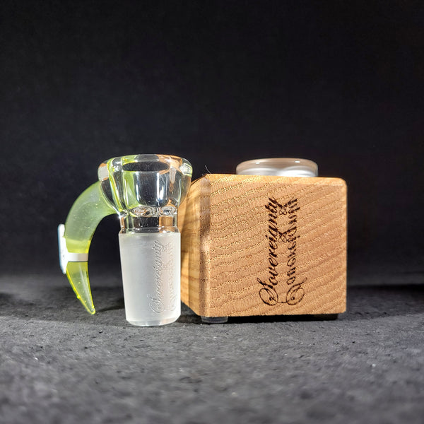 Sovereignty Glass x Dank Woodworks - 'Sour Apple' 18mm Slide + Stand