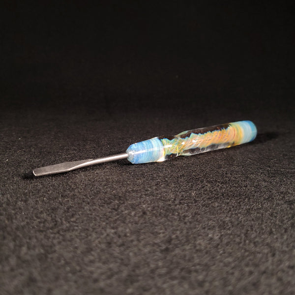 No Brakes Glass - Stainless Steel Tip - Glass Handle Fumed Dab Tool (Blue Swirl)