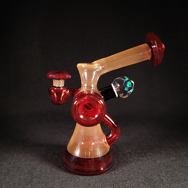 Bowman Glass - V5 Faceted Jammer (Pomegranate & Peach)