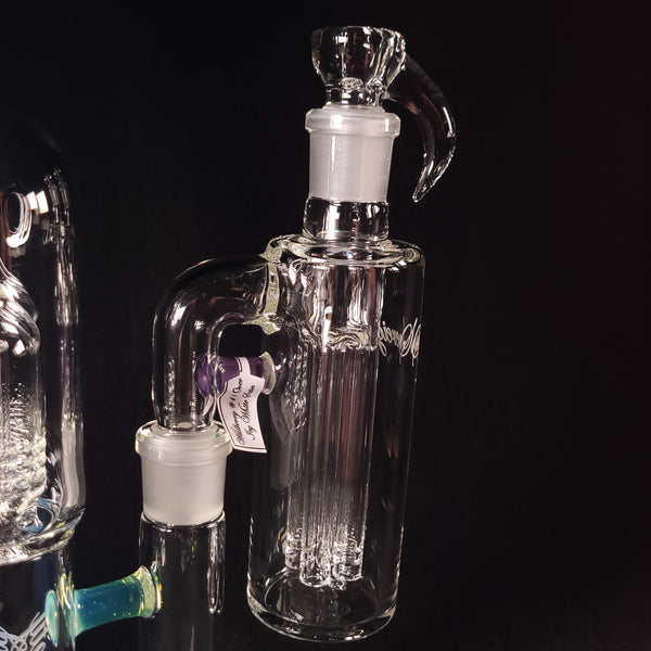 Sovereignty Glass - 2026 - Wildberry #11 over Joy White Satin Color Accent 18mm Fixed 4 Slitted Ash Catcher