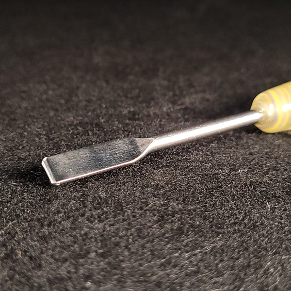 No Brakes Glass - Stainless Steel Tip - Glass Handle Fumed Dab Tool (Yellow Swirl)