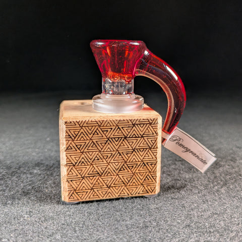 Sovereignty Glass x Dank Woodworks - 'Pomegranate' Full Color 18mm Slide + Stand