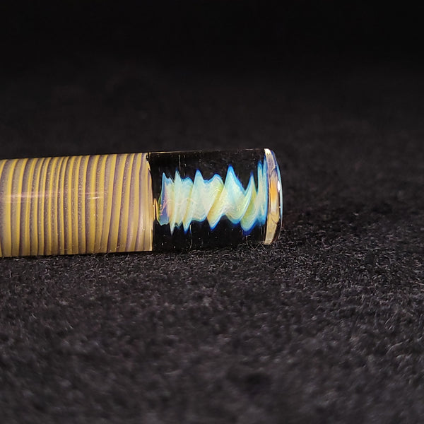 No Brakes Glass - Stainless Steel Tip - Glass Handle Fumed Dab Tool (Yellow Swirl)