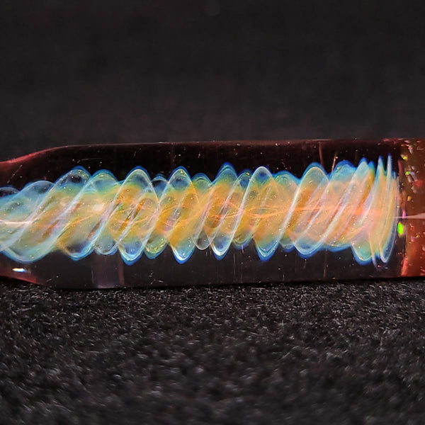 No Brakes Glass - Titanium Tip - Glass Handle Fumed Dab Tool (Gold Ruby Crushed Opal)