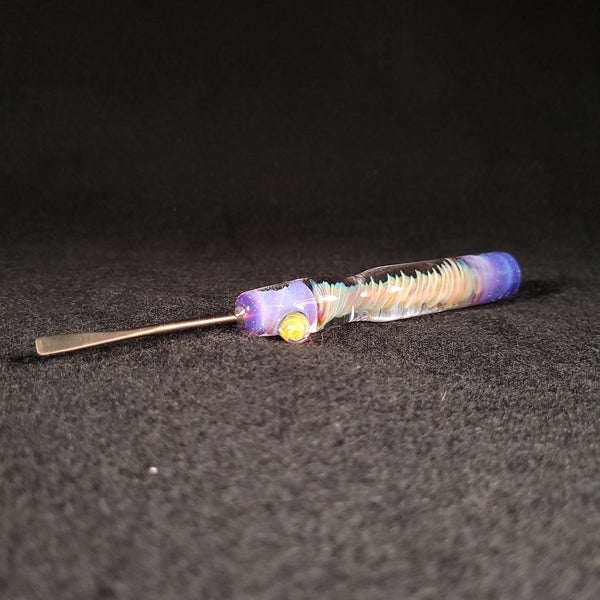 No Brakes Glass - Titanium Tip - Glass Handle Fumed Dab Tool (Swirly Purple Crushed Opal)