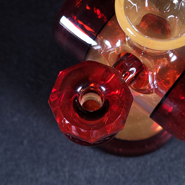 Bowman Glass - V5 Faceted Jammer (Pomegranate & Peach)