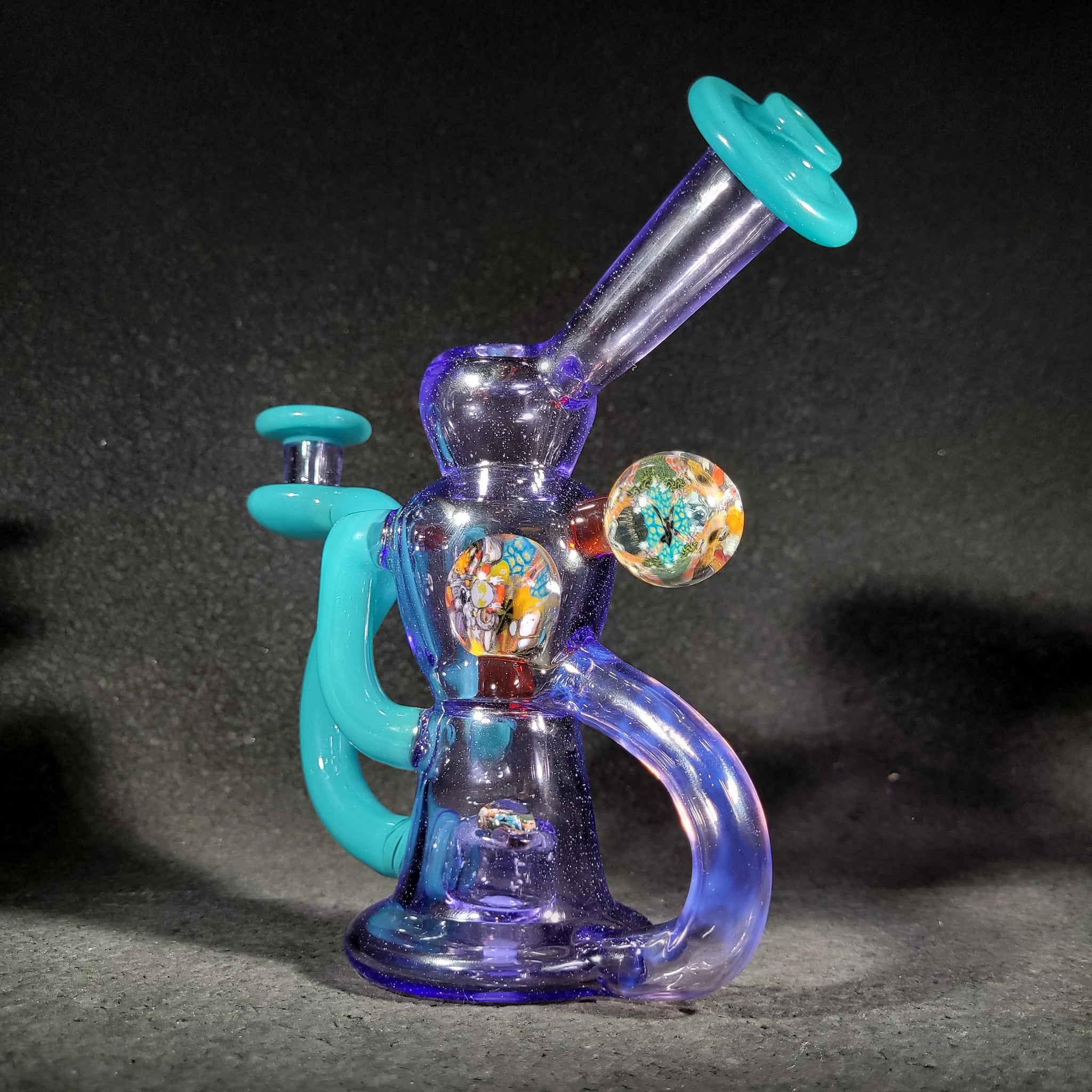 SlickRick Glass - Purple Rain and Peacock - Mini Tidal Wave