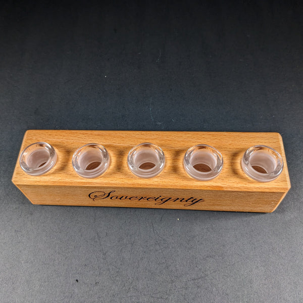 Sovereignty Glass x Dank Woodworks - 5 Slot Wooden 18mm Slide Stands