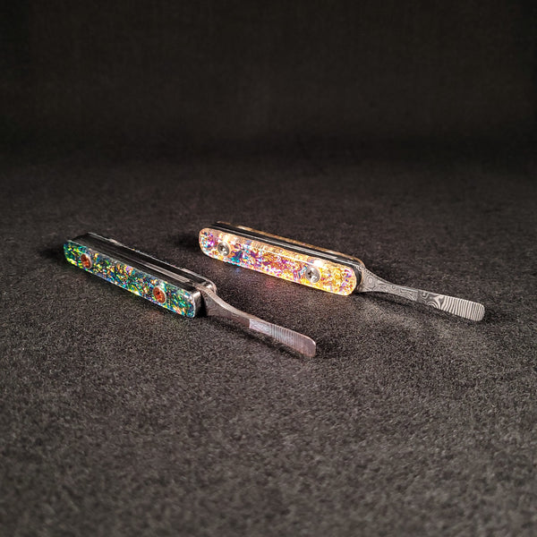 Rozin Sticks - Damascus Steel & Resin Dabbers