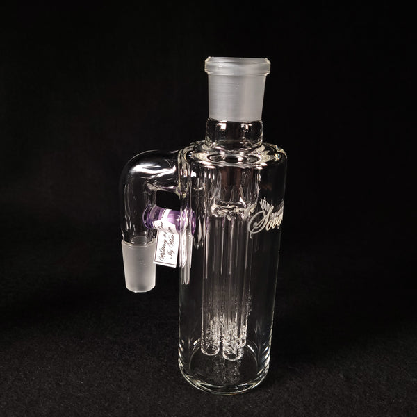 Sovereignty Glass - 2026 - Wildberry #11 over Joy White Satin Color Accent 18mm Fixed 4 Slitted Ash Catcher