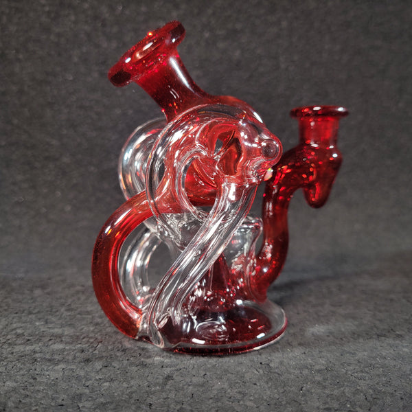 Blais Glass -  Mini Trident Recycler V2 (Red Elvis Accents)