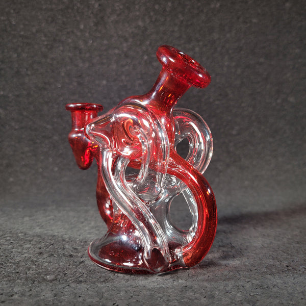 Blais Glass -  Mini Trident Recycler V2 (Red Elvis Accents)