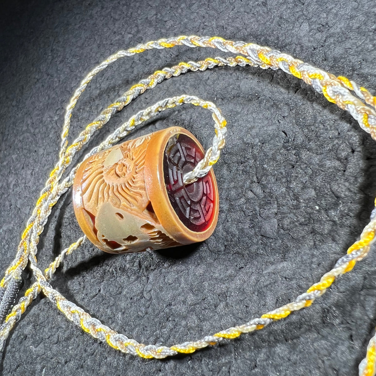 Jon Paul Bennet - Ammonite & Fish Fossil Bennet Bead w/ Custom Lace