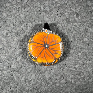 MZ Glass - Orange Pinwheel Butterfly Pendant