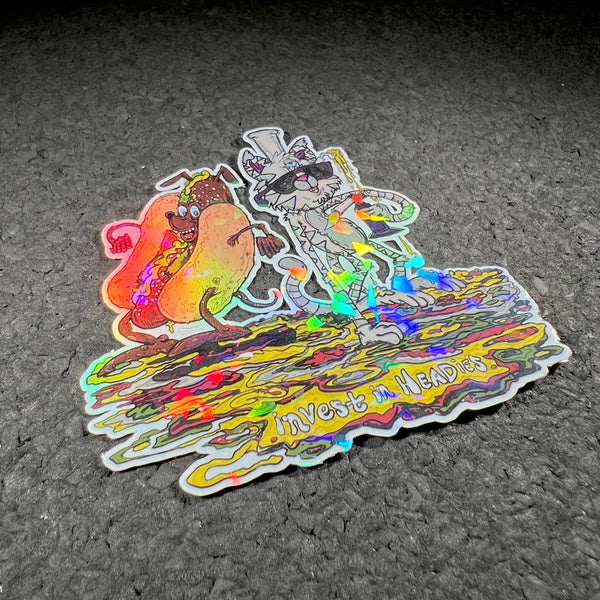 Invest In Headies x Vincent Gordon x Layered Fabrics - Holographic Cool Cat & Hot Dog