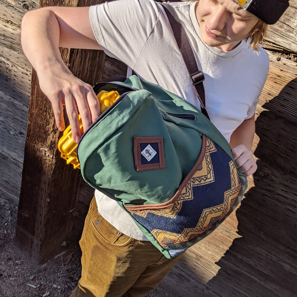 Wook Wear - Green Backpack with Pendleton Pocket